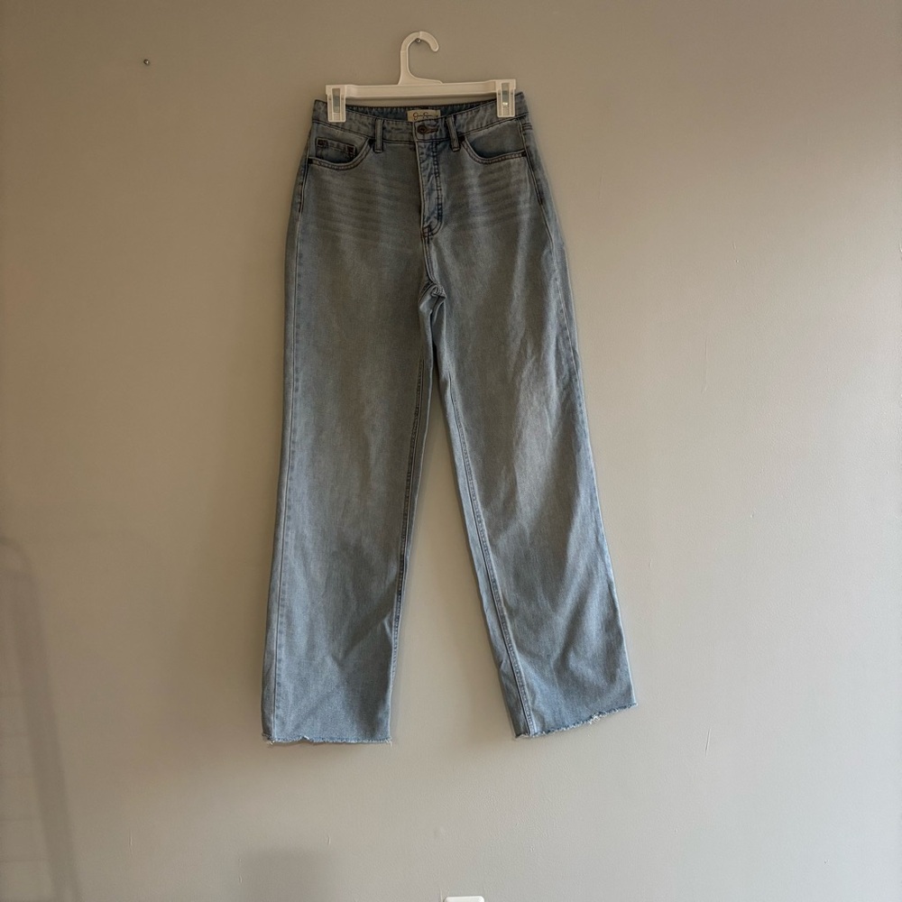 Jessica Simpson  Button Fly Relaxed Wide Leg Straight High Rise Women Jeans 25
